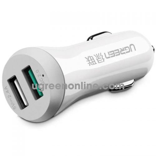 Ugreen 20393 2 Ports dual usb car charger màu Trắng ABS CD114 10020393