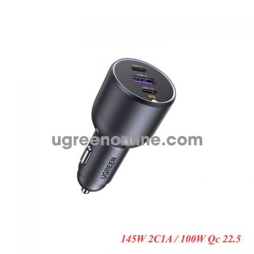 Ugreen 55511 145W 2C1A 3Ports 3 Port Pd 100W Qc 22.5 Fast Car Charger With Retractable Cable EC705 10055511