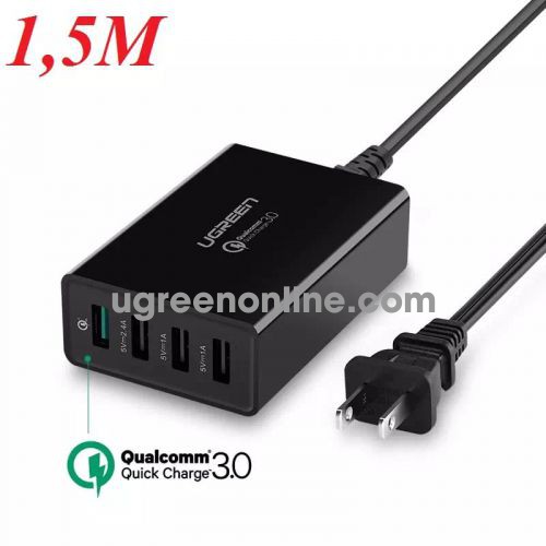 Ugreen 30598 Black 3.0 Quick Charge 4 Port 3X Usb Charger 1X Qc3.0 Cd102 10030598