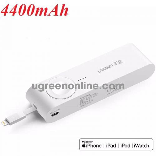 Ugreen 40438 4400Ma Mfi Certified Apple Iwatch Charger Power Bank White Cd129 10040438