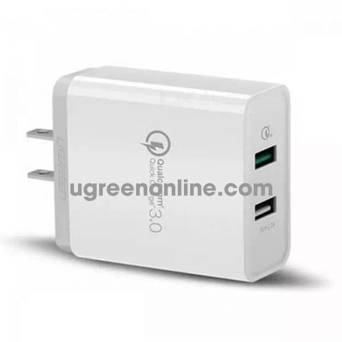 Ugreen 40713 30W Dual Qc3.1 + 2.4A Usb Charger Eu White Sạc Nhanh 3.0 Cd132 10040713