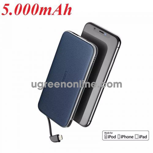 Ugreen 40893 5000Mah With Lightning Cable Power Bank Có Chip Mfi Apple Pb101 10040893