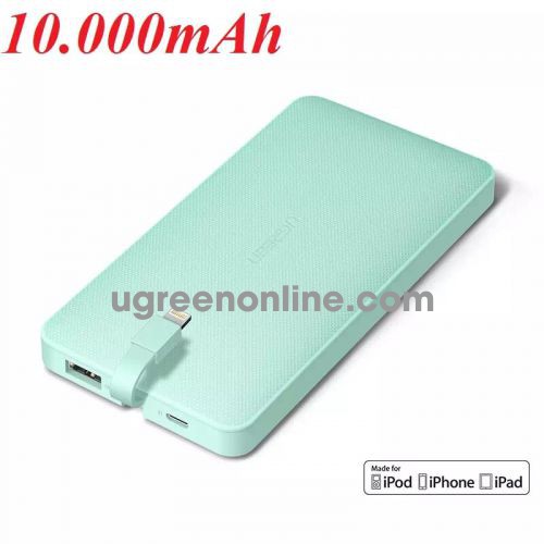 Ugreen 40894 10000Mah With Lightning Cable Power Bank Có Chip Mfi Apple Pb102 10040894