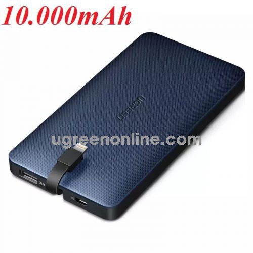 Ugreen 40901 10000Mah With Lightning Cable Power Bank Có Chip Mfi Apple Pb102 10040901