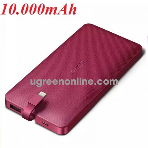 Ugreen 50265 10000Mah With Lightning Cable Power Bank Có Chip Mfi Apple Pb102 10050265