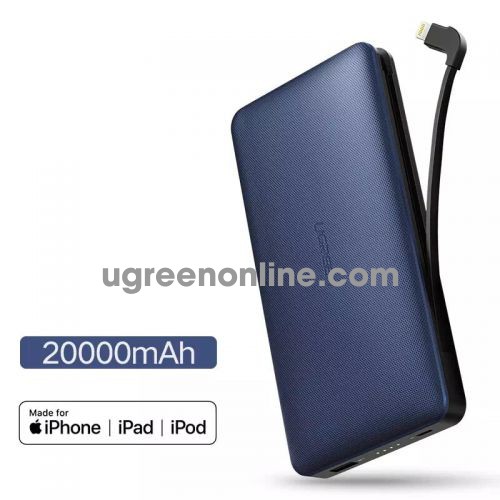 Ugreen 40902 20000Mah With Lightning Cable Power Bank Có Chip Mfi Apple Pb105 10040902