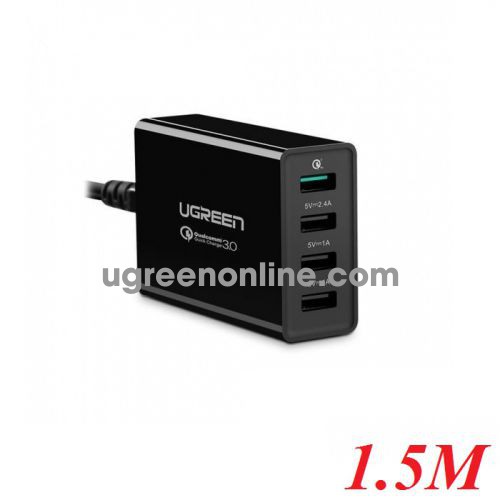 Ugreen 20375 Iq 4 Port Black Usb Charging Station Sạc Thông Minh Cd102 10020375