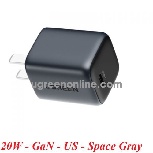 Ugreen 90902 20W USB type C PD3.0 qc4.0 Nexode GaN Fast Charger US Space Gray black foldable cd318 10090902