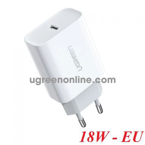 Ugreen 60450 18w pd 3.0 fast usb type c quick charger for iphone eu white CD137 10060450