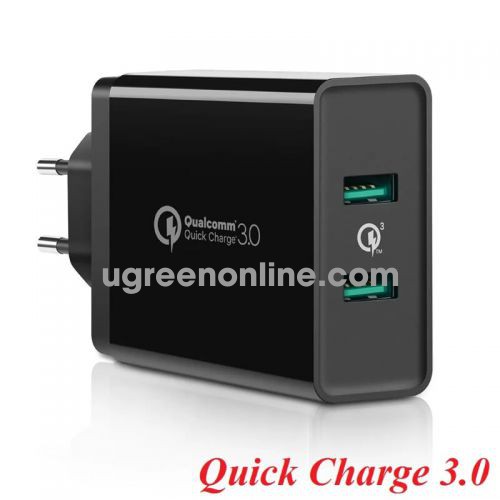 Ugreen 40585 QC 3.0 FCP USB Charger sạc nhanh 2 ports EU Plug White 40585 10040585