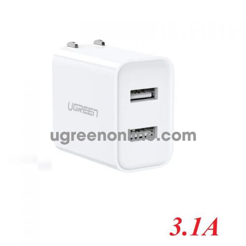 Ugreen 60494 White 3.1A Dual - Port USB Power Adapter US CD146 10060494