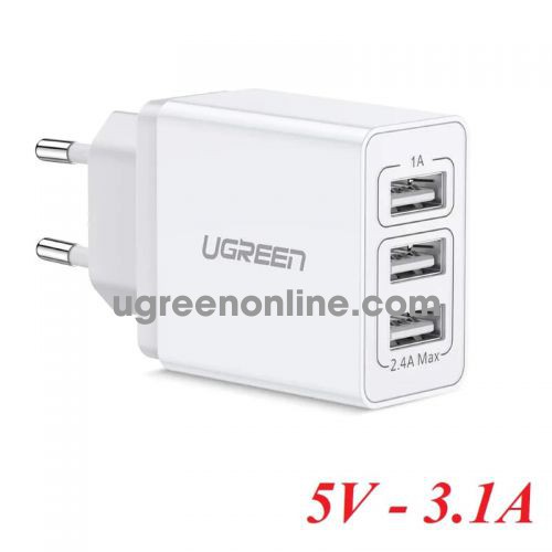 Ugreen 50817 3.1A White 3-Port USB Charger 5V ED013 10050817