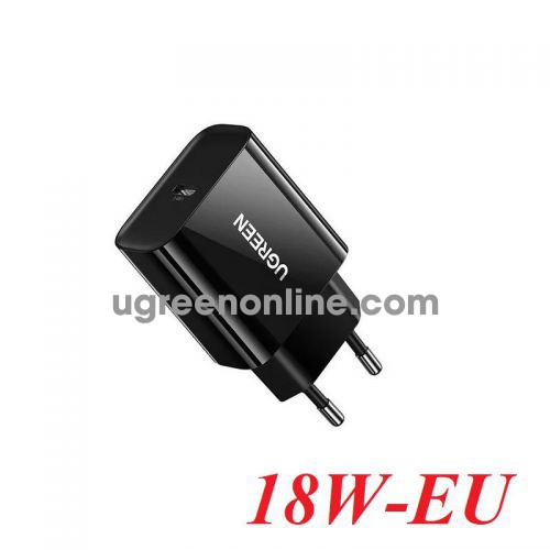 Ugreen 10191 18W QC3.0 usb type c with PD Fast Charging Power Adapter EU ABS Black CD137 10010191