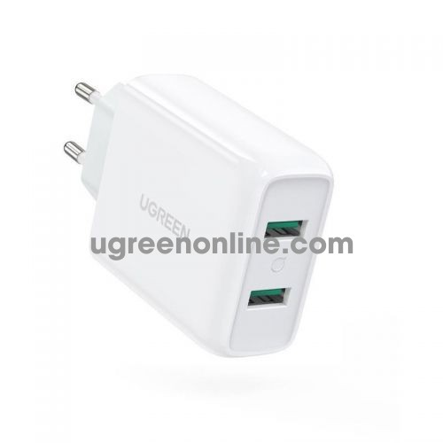 Ugreen 70163 36W QC3.0 White2 x USB A dual Fast Charger EU CD161 10070163