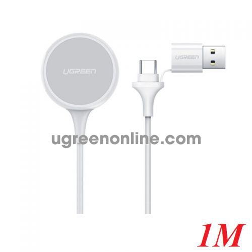 Ugreen 60969 1M 5V 1A White Apple Watch Magnetic Charger input USB A + C CD177 10060969