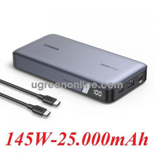 Ugreen 90597A 25000mAh 145W 2c1a Power Bank Two way Fast Charging with LCD and 0.5m type c cable 27739 PB205 10027739