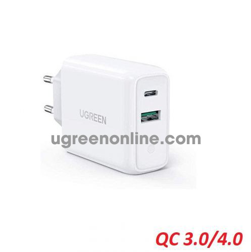 Ugreen 60468 36W white USB A and type C dual port Wall Charger EU QC3.0 - 4.0 CD170 10060468