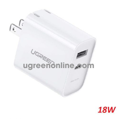 Ugreen 70152 18W USB A and type C white PD QC3.0 dual port US Wall Charger CD212 10070152