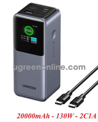 Ugreen 35524b 20000mAh 2c1a 130W max air plane flight approve Fast Charging Power Bank Multiple protection 27374 PB721 10027374