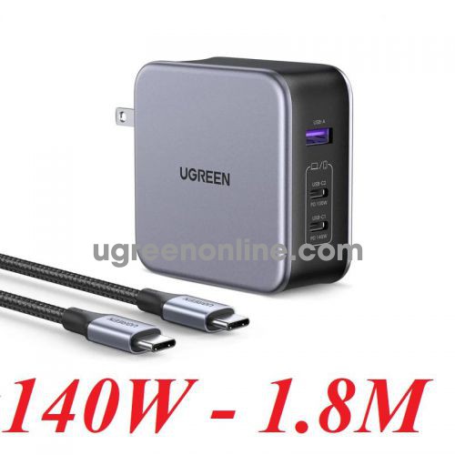 Ugreen 90548 140W 2c 1a USB C Charger Nexode 3-Port GaN PD 3.1 with 1.8m type c Cable 90548 10090548