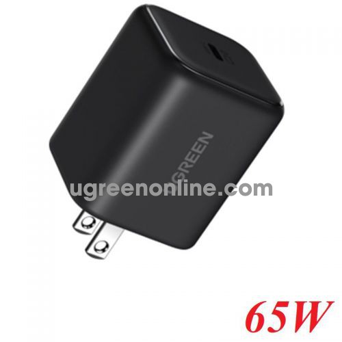 Ugreen 85105 65w 1c gan củ sạc nhanh usb-c 1 cổng usb type c chân cắm us màu đen chân không gập 85105b 10085105
