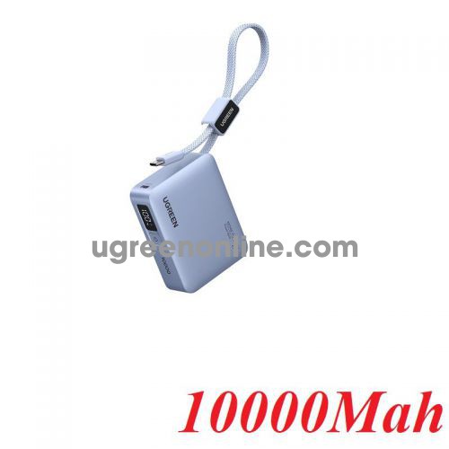 Ugreen 75173 10000mah 33w 2c1a 3c certified chuẩn hàng không cáp usb-c tích hợp và lcd + nút nguồn pin dự phòng sạc nhanh 2 cổng usb type c + 1 usb-a pb584 10075173
