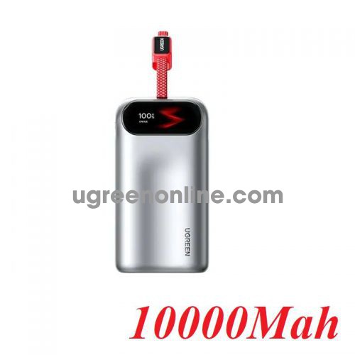 Ugreen 45773 10000mah 45w p6 3c certified with smart lcd display built in usb type c cable power bank fast charging for travel pb610 10045773