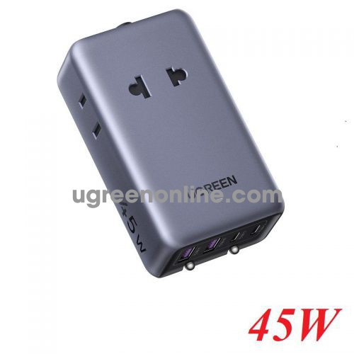 Ugreen 85779 45w 2c2a and ac back port fast charging travel adapter uk / eu / us / au universal electricity standard globally compatible s534 10085779