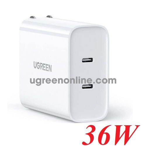 Ugreen 70263 36W 2 Port PD USB type C Charger US foldable white CD199 10070263