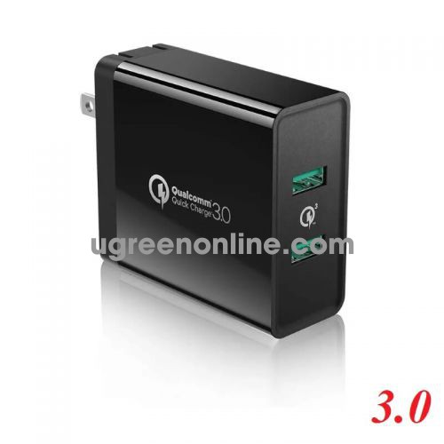 Ugreen 40583 Black Dual Port Quick Charge 3.0 USB Wall Charger Fast Charger 36W CD161 10040583