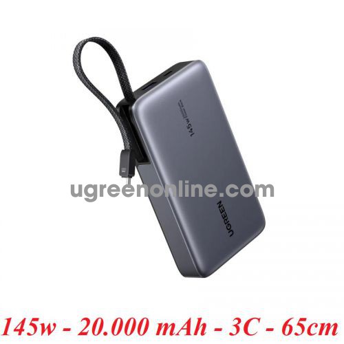 Ugreen 55992 20000Mah 145W 2C1A Pd 100W 20W Qc 22.5W With Built-In Usb-C Cable Lcd Power Bank PB551 10055992