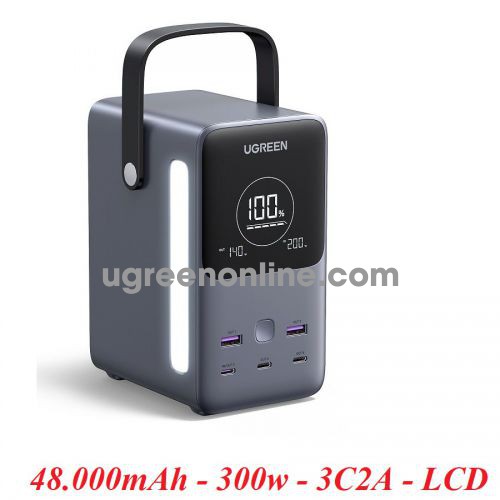 Ugreen 25286 48000mAh 300W 3c2a PD3.1 2*USB-A 3*USB-C Pin sạc dự phòng dùng cho điện thoại laptop hỗ trợ sạc nhanh max 140w có LCD PB770 10025286