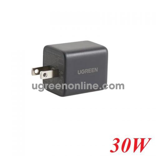 Ugreen 65025 30w 1c1a US GaN 1*USB-C 1*USB-A Màu đen Sạc điện thoại USB typec và USB-A hỗ trợ sạc nhanh pd qc X516 10065025