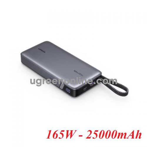 Ugreen 55995 25000Mah 165W 3C1A With Built-In 2 Usb-C Typec Cable Support Ufcs Pps Pd3.0 Qc4.0 Scp Fcp Afc Apple 5V2.4A Samsung 5V2A Bc1.2 Power Bank PB552 10055995