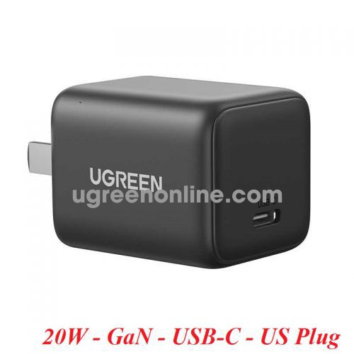 Ugreen 55527 20W 1C Usb-C Gan Pd Typec Fast Charger Eu/Us Plug Black X512 10055527
