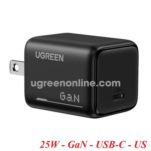 Ugreen 75955 25W 1C Usb-C Gan Usb Typec Fast Charger Eu/Us Plug Black X517 10075955