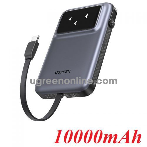 Ugreen 35603 10000mAh 30w 2c1a max with LCD Power Bank with Built-in Cable Multiple over charge protection SCP + QC3.0 + PD3.0 + PPS + FCP + APPLE 5V2.4A + SAMSUNG 5V2A + BC1.2 + PD black ug28105 35603B PB511 10035603