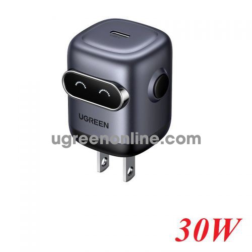 Ugreen 45004 30W 1C Uno2 LCD robo GaN Fast USB-C robot typec PD Charger US foldable Plug Space Gray X622 10045004