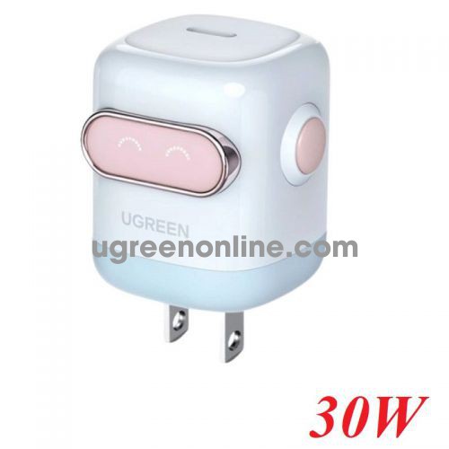 Ugreen 45006 30W 1C Uno2 LCD robo GaN Fast USB-C robot typec PD Charger US foldable Plug Pink Blue X622 10045006