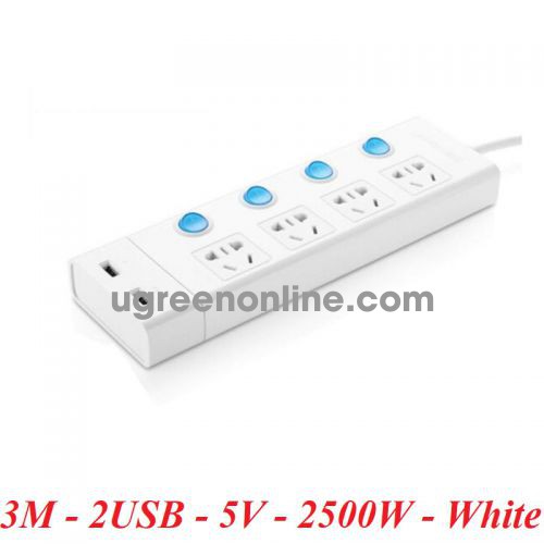 Ugreen 30238 3M 4 Outlet With 2 Ports Usb 2.4A Power Socket Cd109 10030238