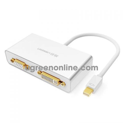 Ugreen 10438 3 in 1 Mini displayport to hdmi + vga + dvi converter màu Trắng MD109 10010438