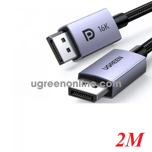 Ugreen 16496 2m 16k60hz dp cable cáp displayport 16k@60hz hai đầu đực vỏ nhôm dây bện lưới dp142 10016496