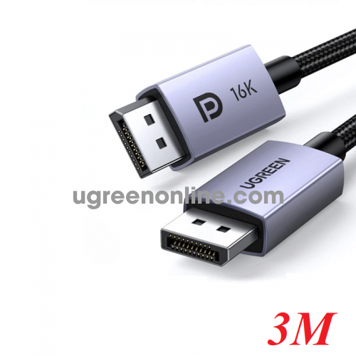 Ugreen 16497 3m 16k60hz dp cable cáp displayport 16k@60hz hai đầu đực vỏ nhôm dây bện lưới dp142 10016497