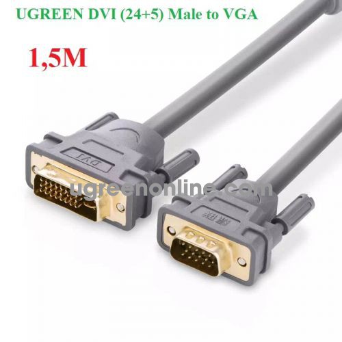 Ugreen 11659 Cáp chuyển đổi DVI 24+5dương sang VGA dương dài 1.5m màu xám UGREEN DVI 24+5 Male to VGA male converter cable DV104 10011659