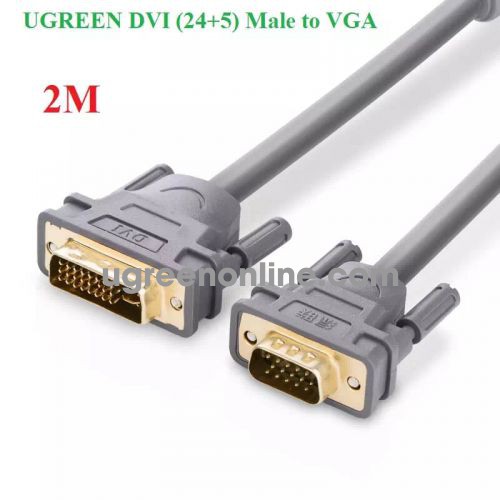 Ugreen 11660 Cáp chuyển đổi DVI 24+5dương sang VGA dương dài 2m màu xám UGREEN DVI 24+5 Male to VGA male converter cable DV104 10011660