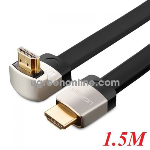 Ugreen 10278 1.5M Hdmi Right Angle Flat Cable Hd122 Metal Connectors Straight To Up 1.4V Full Copper 19+1 Hd122 10010278