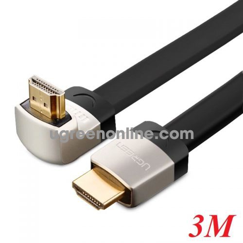 Ugreen 10280 3M Hdmi Right Angle Flat Cable Hd122 Metal Connectors Straight To Up 1.4V Full Copper 19+1 Hd122 10010280