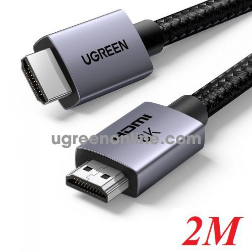 Ugreen 25910 2M 8k60hz 48Gbps HDMI 2.1 Braided black Cable 8K@60Hz support eARC VLL ALLM space gray head HD171 10025910