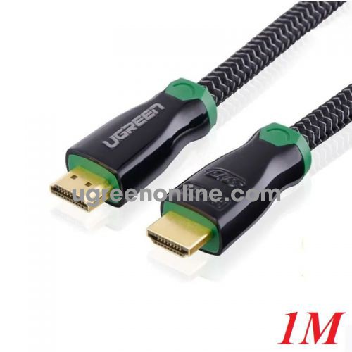 Ugreen 10291 - 1M High End Hdmi Cable Metal Connector With Nylon 1.4V. Full Copper 19+1 Black - HD126 10010291