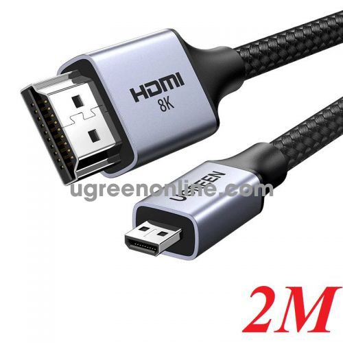 Ugreen 15517 2m 8k60hz 2.1 8K Micro HDMI to HDMI black Cable aluminum case space gray with braid HD164 10015517